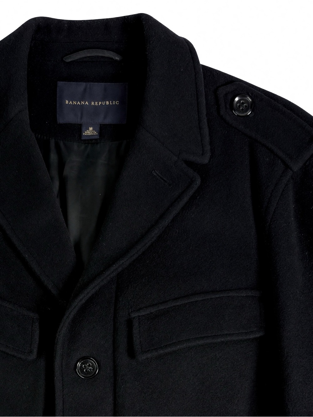 Banana Republic Wool Cashmere Blend Military Field Coat Black Men’s M Like New